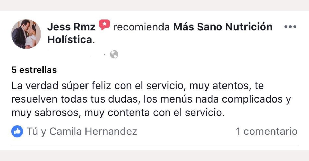 Testimonio real sobre servicio, dudas resueltas y menús prácticos